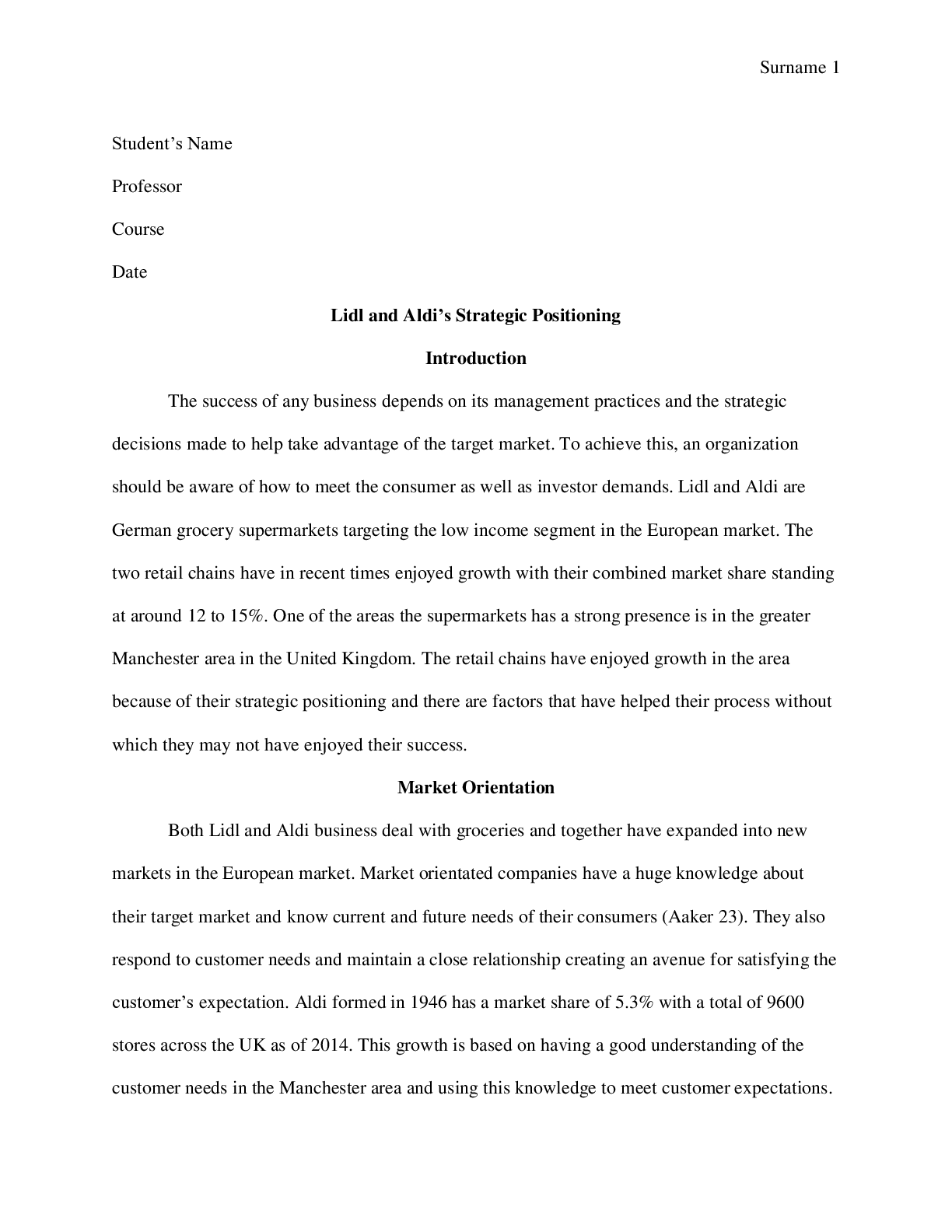 Preview image for Lidl and Aldi Strategic Positioning